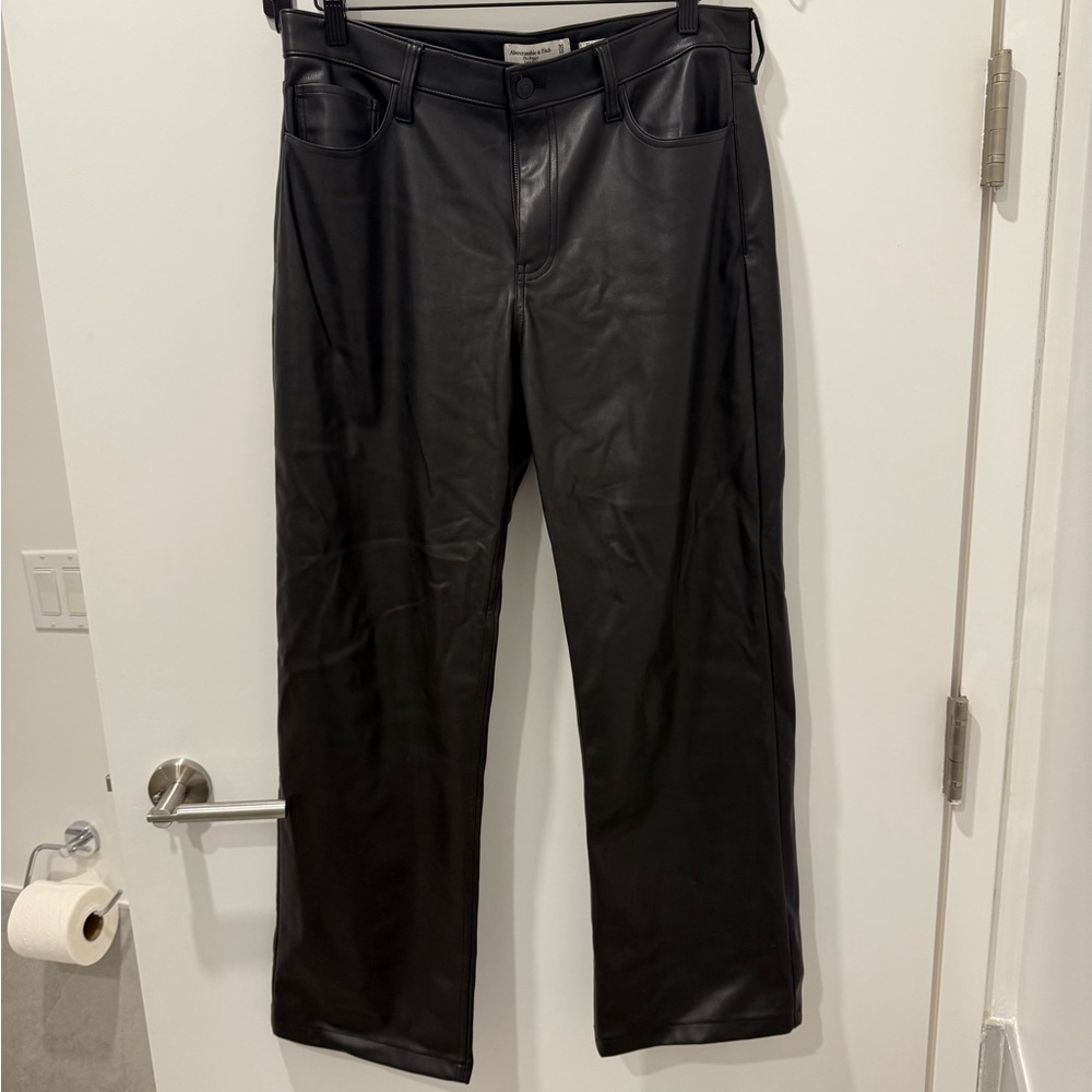 Abercrombie & Fitch Black Vegan Leather Trousers